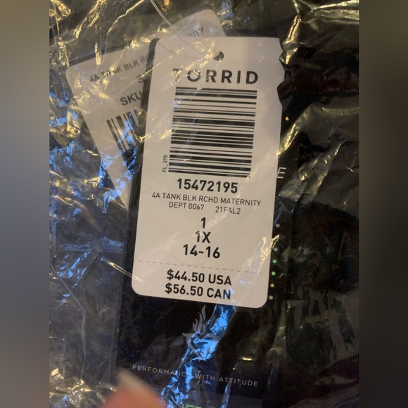 🍉 Torrid plus size maternity active tank, ruching on the sides, 1X, NWT, black - Picture 15 of 16